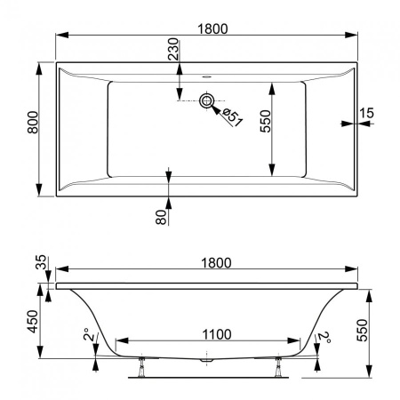 Акриловая ванна Vagnerplast Veronela (180x80) VPBA180VEA2X-04